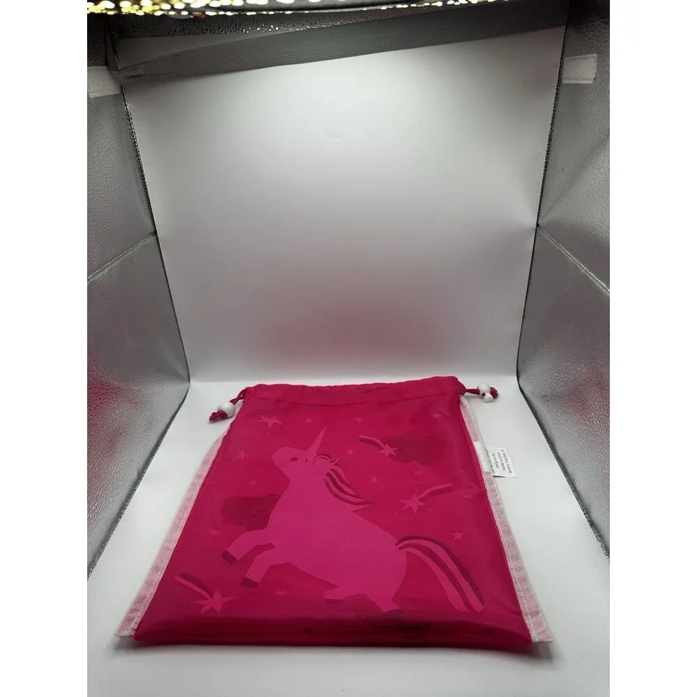 Pink Unicorn Rainbow Star Drawstring Bag Gift Sack Bee Green Bags, 100% Polyster